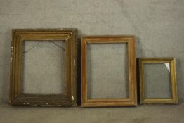Three gilt decorated 19th century picture frames. H.93 x W.78cm (largest).
