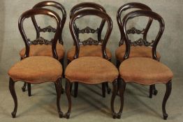 Dining chairs, set of six Victorian mahogany.