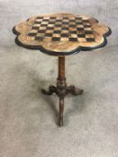 Chess table, Victorian burr walnut. H.73 W.55cm.