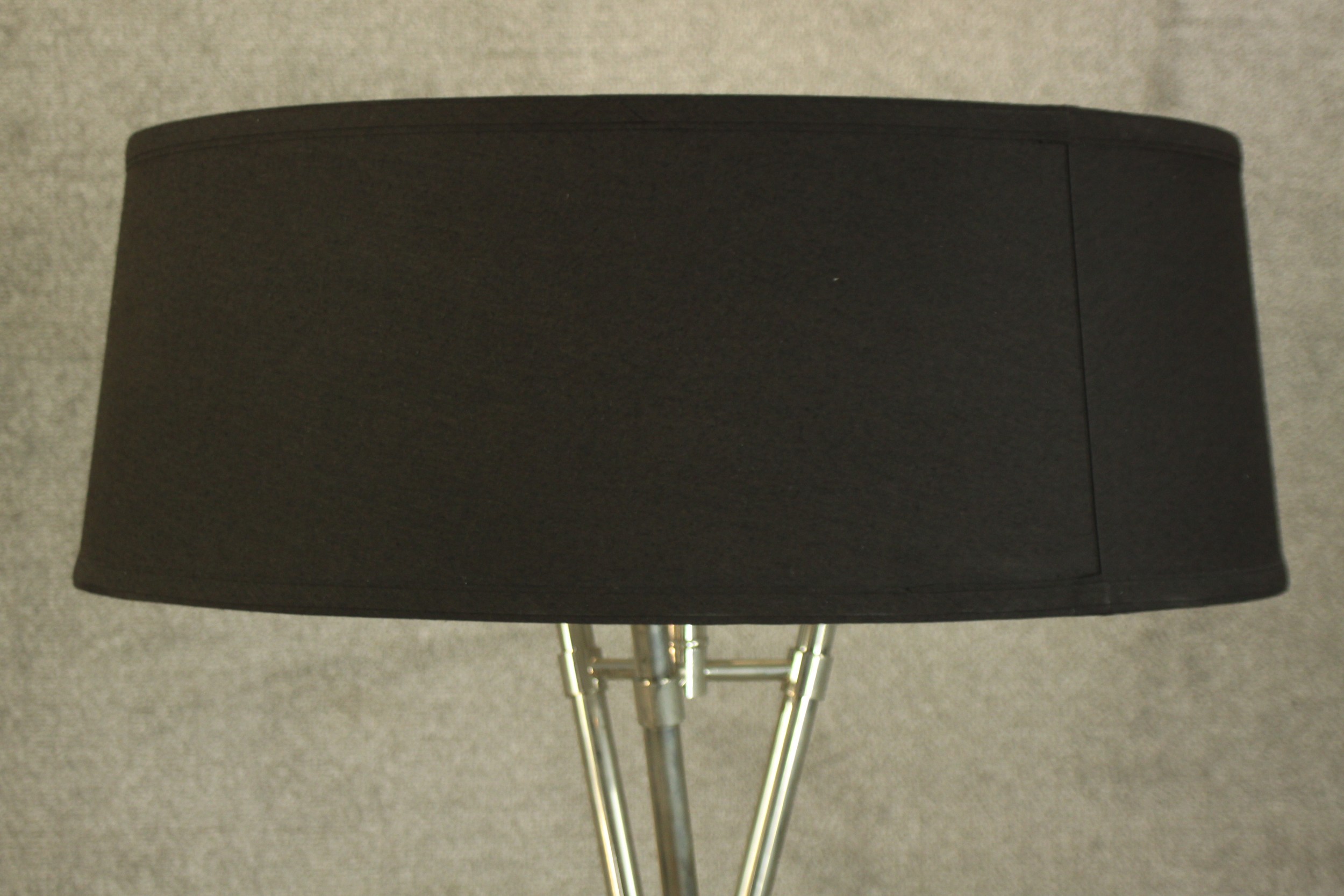 A minimalist style floor lamp with a black shade sitting on a chrome tripod. H.163cm. - Image 2 of 2