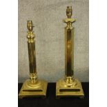 Two vintage brass lamp stands. The largest of the pair measures 50 cm high.