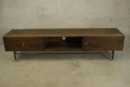 Low sideboard, contemporary on metal supports. H.44 W.130cm.
