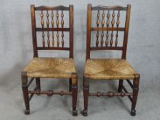 Dining chairs, pair 19th century, country elm.