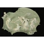 Decorative plaque showing dancing nymphs. In the style of Wedgewood but with no makers marks. H.24 x