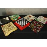 Collection of seven silk scarves. The largest measures 75 x 86 cm.