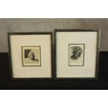 Two etching. Portraits. One printed in a limited edition of 50 the other in 60. Each numbered and