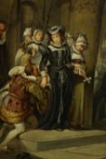 Oil on panel. Mary Queen of Scots on her way to her execution. Mary is shown with her courtiers in a