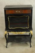Pier cabinet, late 19th century gilt and ebonised. H.96 W.61cm.