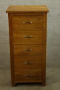 Chest of drawers, contemporary hardwood. H.104 W.51cm.