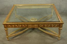Coffee table, vintage gilt and painted, Continental style. H.46 W.120cm.
