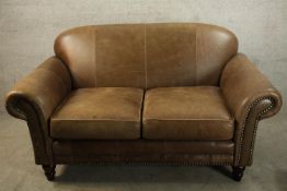 Sofa, contemporary leather upholstered in the vintage style. H.90 W.165cm.