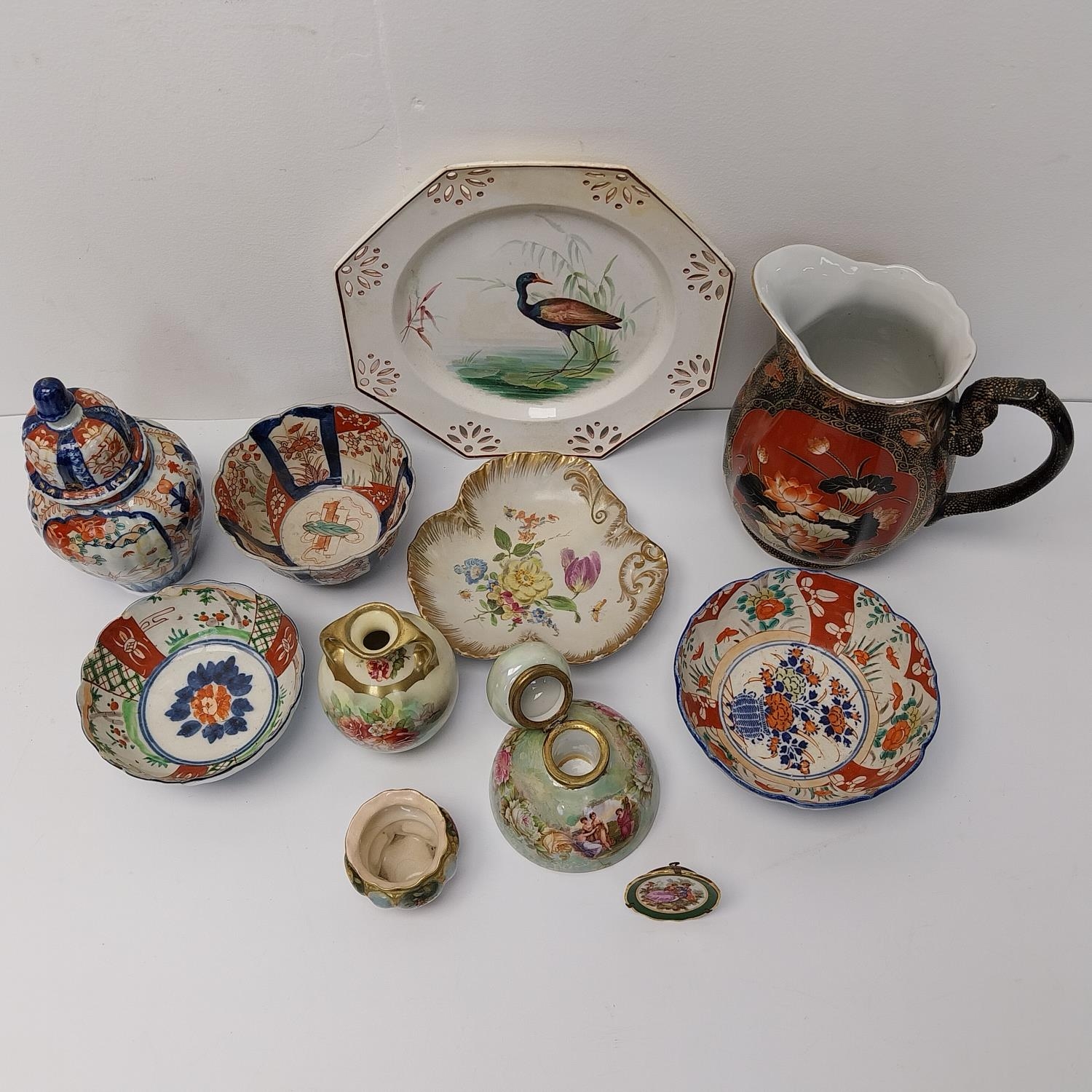 A collection of ceramics and porcelain, including various pieces of satsuma ware, a Minton's hand - Image 2 of 5