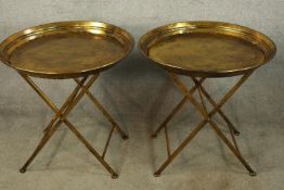Tray tables, pair, gilt metal. H.65 Dia.66cm. (each)