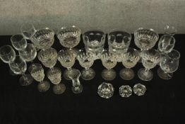 A collection of mixed glass. To include sherry, and small brandy glasses. The largest of them is