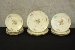 A set of thirteen Rosenthal dinner plates. With floral decoration and markers mark on the back.