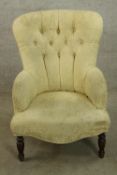A 19th century upholstered bedroom chair. H.87cm.