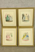 Four Victorian fashion engravings. Probably from ‘English Women Magazine’. Circa 1860. Framed and