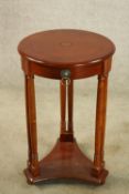 Lamp table, mahogany and ebony strung with central inlay in the Empire style. H.65 W.40cm.