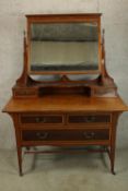 Dressing table, Edwardian mahogany and satinwood. H.165 W.122cm