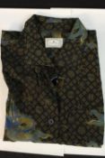 An Etienne Aigner bespoke made silk long shirt with Chinese dragon design. Label to inside.