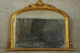 Overmantel mirror, 19th century style gilt framed. H.93 W.121.cm.