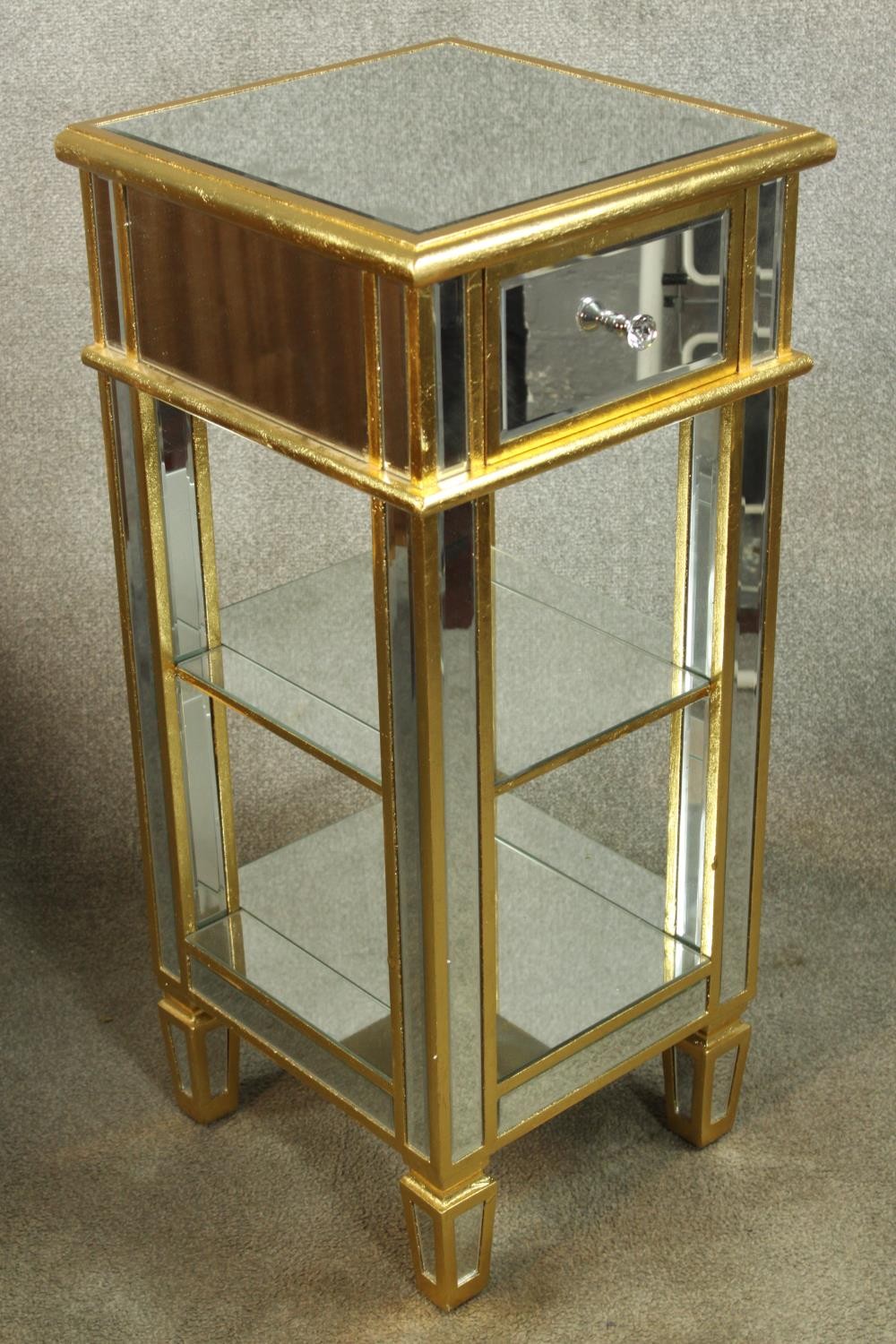 Lamp table, Venetian style gilt and mirrored glass. H.90 W.40cm. - Image 2 of 3