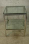 Lamp table, vintage glass and chrome. H.77 W.61cm.