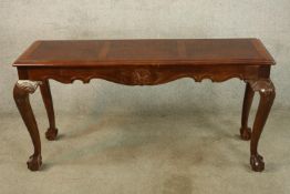 Console table, mahogany crossbanded and ebony strung, in the George ll style. H.70 W.136cm.