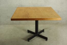 Table, vintage utility style on metal base. H.73 W.114cm.