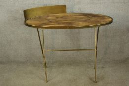 Side table, teak and gilt metal. H.88 W.99cm.