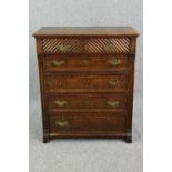 Chest of drawers, late 19th century Aesthetic style pollard oak. H.105 W.90cm.