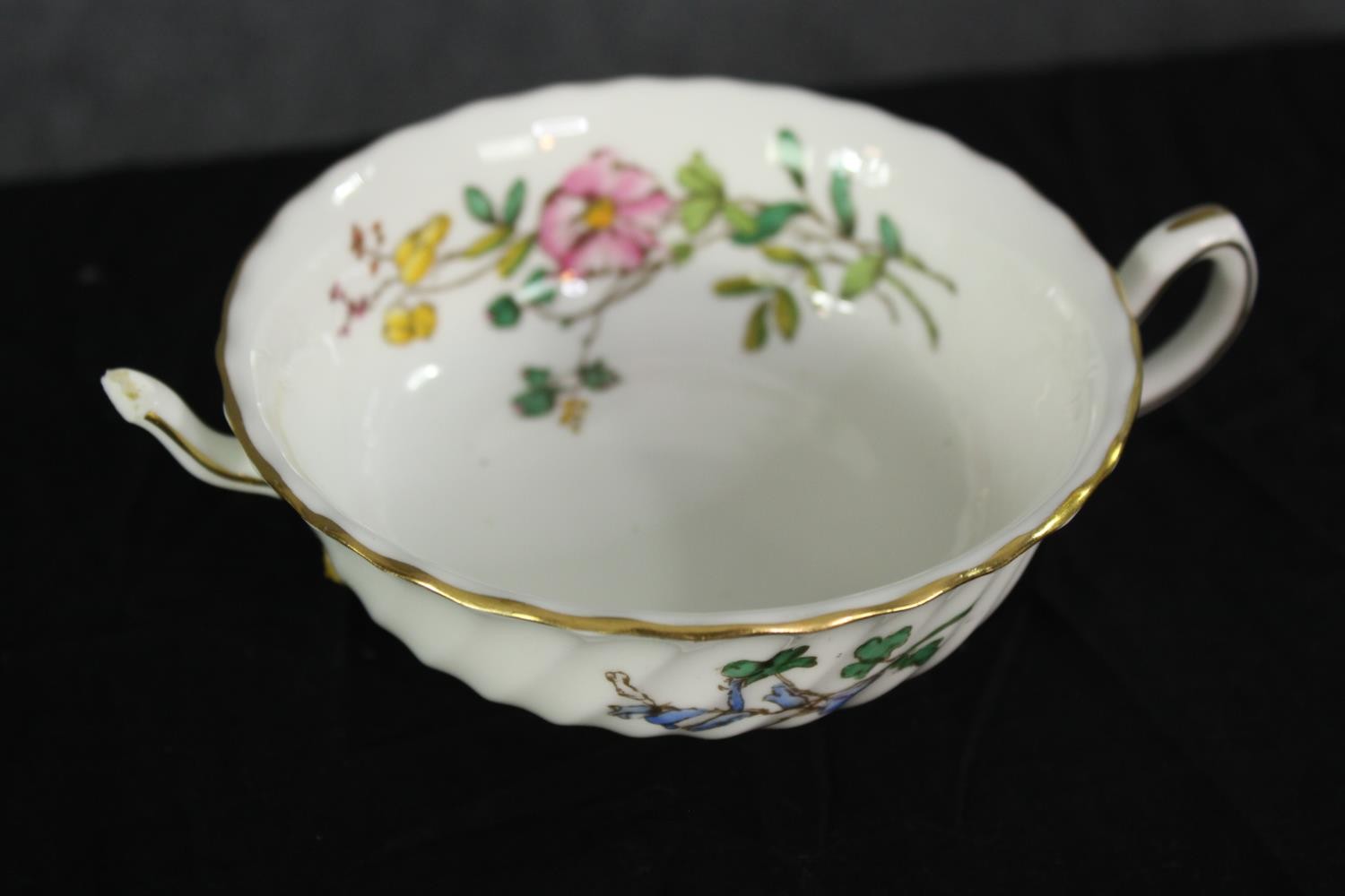 A set of Mintons bowls and saucers. With a floral design and double handles. Each with a diameter of - Image 6 of 6