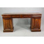 Sideboard, William IV flame mahogany. In three sections. H.95 W.188 D.54cm.