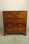 Mahogany chest of drawers, Georgian. (split to top). H.128 x W.117 x D.55 cm.