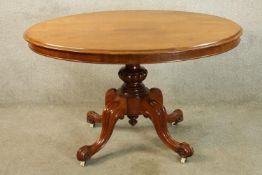 Dining table, Victorian mahogany with tilt top action. H.73 W.119cm.