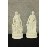 Parianware. Two white classical porcelain figures. Circa 1880. Each H.35cm.