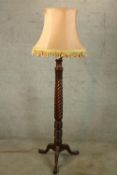 Lamp standard, vintage barleytwist mahogany. H.163cm.