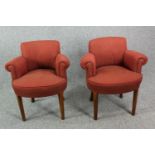 Tub armchairs, a pair, mid century teak. H.76cm.