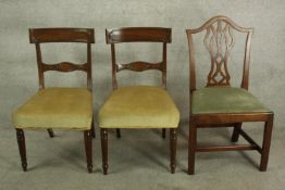 Dining chairs, pair 19th century mahogany along with a single 19th century dining chair.