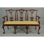 Settee, Chippendale style mahogany. H.114 W.130cm.