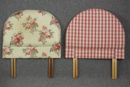 Two head boards, floral and red checkered pattern. W.3 ft.