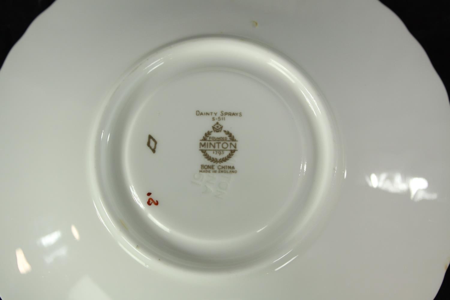 A set of Mintons bowls and saucers. With a floral design and double handles. Each with a diameter of - Image 5 of 6