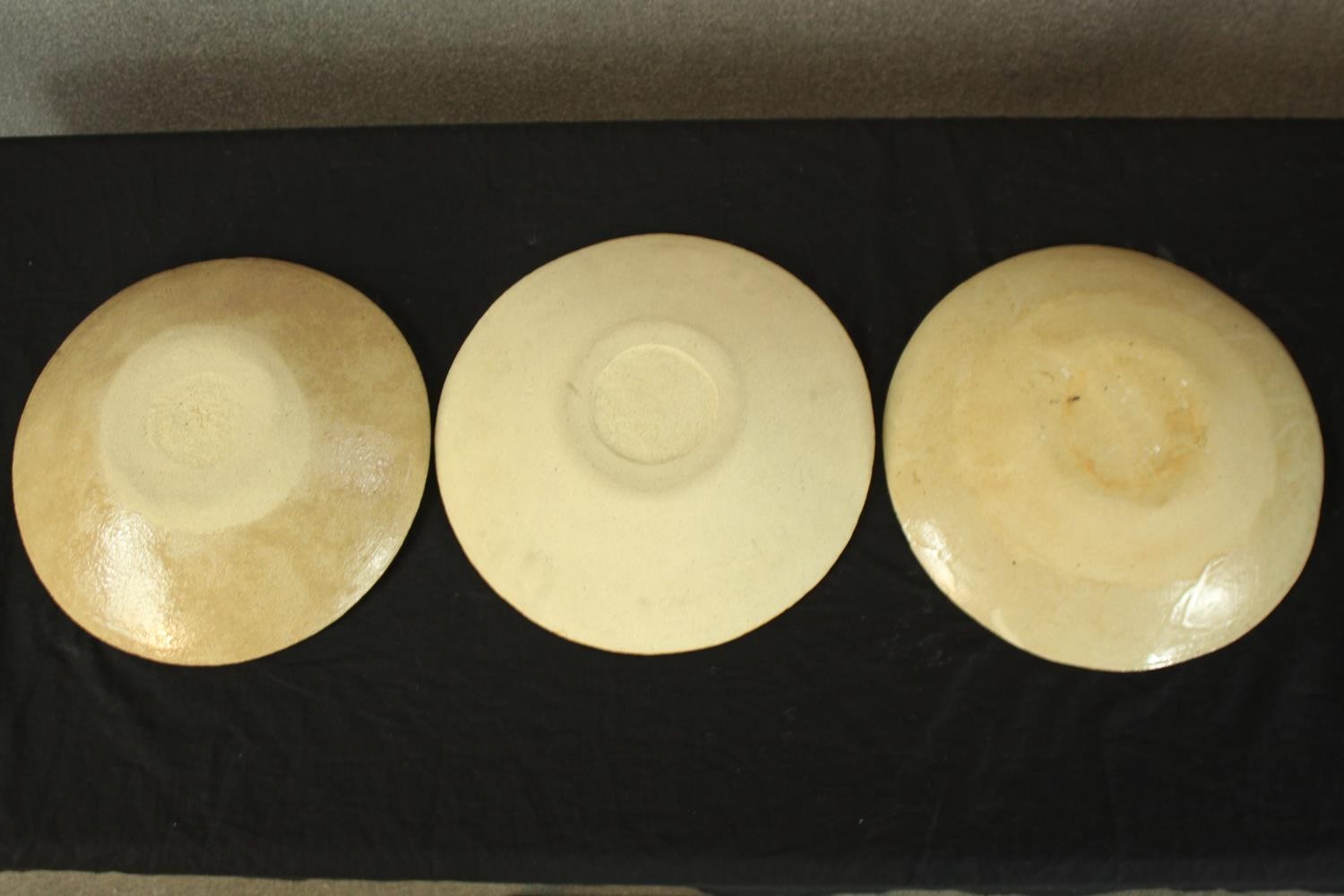 Art pottery, three stoneware bowls. Dia.34cm (each). - Image 2 of 2