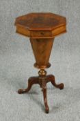 Sewing table, Victorian walnut. H.71 W.43cm.