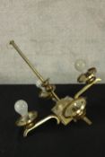 Brass ceiling lamp with four branches of lights. H.54 x W.40 cm.