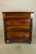 Chest of drawers, Victorian flame mahogany. H.124 W.108cm.