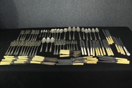 A large collection of cutlery. Some silver plated and stamped 'Rodger'. The largest measures L.24