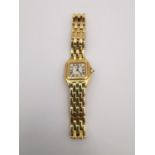 An 18ct yellow gold Cartier Panthère bracelet wristwatch, the signed square dial with centre