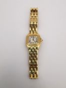 An 18ct yellow gold Cartier Panthère bracelet wristwatch, the signed square dial with centre