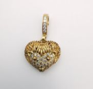 A limited edition Theo Fennell 18ct yellow gold and diamond hedgehog 'ART' large pendant. The